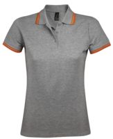 Рубашка поло женская PASADENA WOMEN 200 с контрастной отделкой, серый меланж/оранжевый