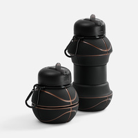 Складная бутылка для воды Basketball Flex, черная