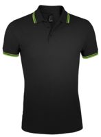 Рубашка поло мужская PASADENA MEN 200 с контрастной отделкой, черный/зеленый