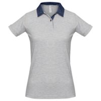 Рубашка поло женская DNM Forward серый меланж/синий джинс